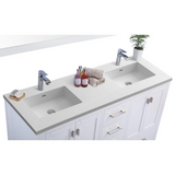 Wilson 60 - White Cabinet + Matte White VIVA Stone Solid Surface Countertop