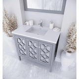 Mediterraneo - 36 - Grey Cabinet + Matte White VIVA Stone Solid Surface Countertop