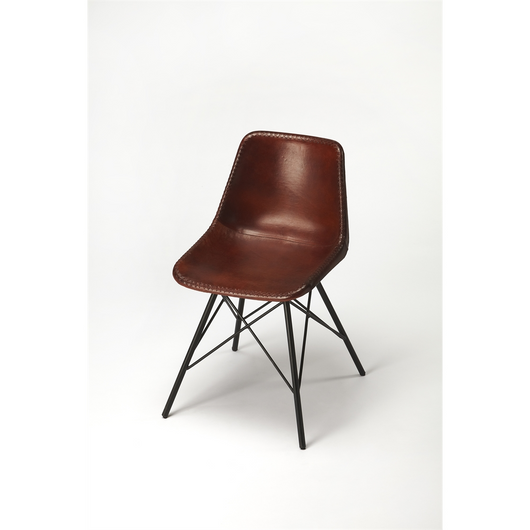 Inland Brown Leather Side Chair