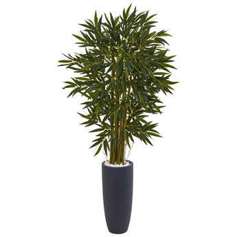 6.5ft. Bamboo Artificial Tree in Gray Cylinder Planter