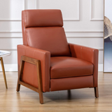 Reed Leather Push Back Recliner - Caramel