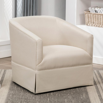 Elm Linen Skirted Swivel Chair