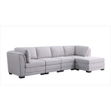 Kristin Light Gray Linen Fabric Reversible Sectional-Sofa with Ottoman