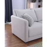 Penelope Light Gray-Linen Fabric 4-Seater Sofa with Ottoman and Pillows