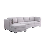 Kristin Light-Gray Linen Fabric Reversible Sectional Sofa with Ottoman