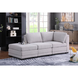 Kristin Light Gray Linen Fabric Reversible Sofa with Ottoman