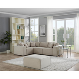 Melrose Modular Sectional Sofa with Ottoman in Beige Linen