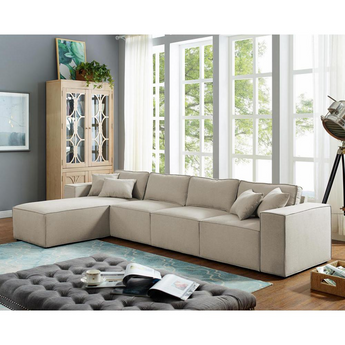 Ermont Sofa with Reversible Chaise in Beige Linen