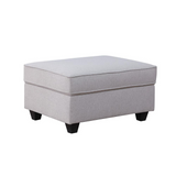 Cooper Light Gray Linen 4-Seater Sofa with Ottoman and Cupholder