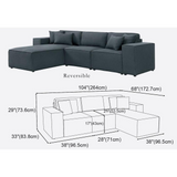 Harvey Sofa with Reversible Chaise in Dark Gray Linen