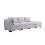 Kristin Light-Gray Linen Fabric Reversible Sofa with Ottoman