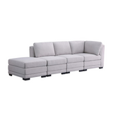 Kristin Light - Gray Linen Fabric Reversible Sofa with Ottoman