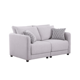 Penelope Light Gray Linen Fabric Loveseat with Pillows