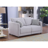 Penelope Light Gray Linen Fabric Loveseat with Pillows