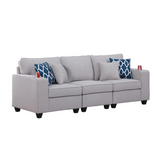 Cooper Light Gray Linen Sofa with Cupholder