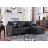 Cooper Dark Gray Linen Sectional Sofa Chaise with Cupholder