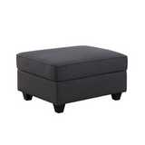 Cooper Dark Gray Linen 5-Seater Sofa with Ottoman & Cup holders
