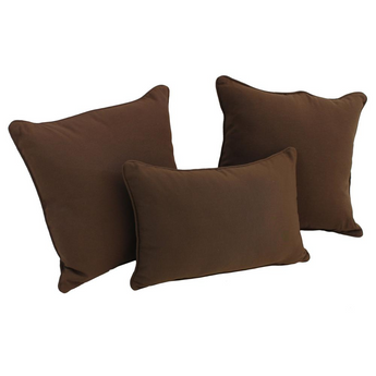 Double-corded Solid Twill Throw Pillows with Inserts (Set of 3)