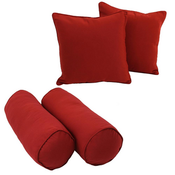 Double-corded Solid Twill Throw Pillows with Inserts (Set of 4)