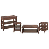 Stockbridge 4-Piece Wood Living Room Set with 45"L Coffee Table, Two Square 2 -Shelf End Tables and TV/ Sofa Console Table