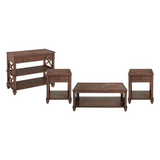 Stockbridge 4-Piece Wood Living Room Set with 45"L Coffee Table, Two Square End Tables and TV/Sofa Console Table