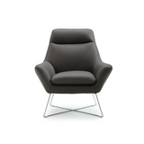 Daiana Chair Dark Gray Top Grain Italian Leather Stainless Steel Legs.