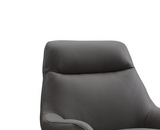 Daiana Chair Dark Gray Top Grain Italian Leather Stainless Steel Legs.