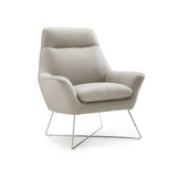 Daiana Chair Light Gray Top Grain Italian Leather  Stainless Steel Legs.