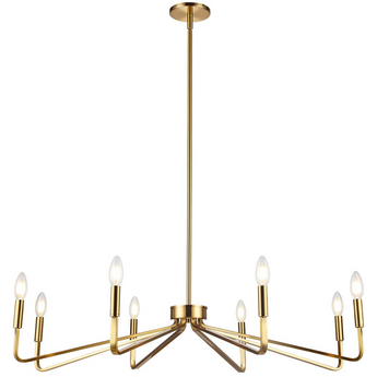 8 Light Incandescent Chandelier, Aged Brass        (CLN-388C-AGB)