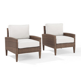 Capella 2Pc Outdoor Wicker Chair Set Creme/Brown - 2 Armchairs