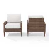 Capella 2Pc Outdoor Wicker Chair Set Creme/Brown - 2 Armchairs