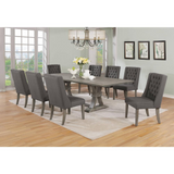 Oxford 9Pc Dining Set with Extendable Dining Table with Two 16" Leafs and Upholstered Chairs with Tufted Buttons.