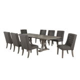 Oxford 9Pc Dining Set with Extendable Dining Table with Two 16" Leafs and Upholstered Chairs with Tufted Buttons.