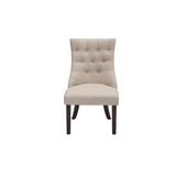 Classic Upholstered Side Chair Tufted in Linen Fabric w/Nailhead Trim **Set of 2**, Beige