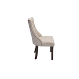 Classic Upholstered Side Chair Tufted in Linen Fabric w/Nailhead Trim **Set of 2**, Beige