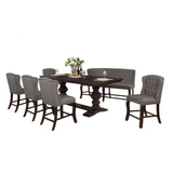Weatherford 7Pc Dining Set - Extendable Counter Height Dining Table W/Leafs, Counter Height Upholstered Side Chairs with Tufted Buttons and Bench