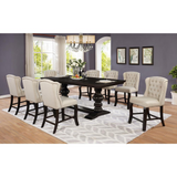 Weatherford 9Pc Dining Set W/Counter Height Dining Table W/Two 16" Leafs in Cappuccino Finish, Counter Height Upholstered Side Chairs. Beige