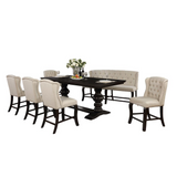 Weatherford 7Pc Dining Set - Extendable Counter Height Dining Table W/Leafs, Counter Height Upholstered Side Chairs W/Tufted Buttons Bench