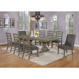 Lexington 9 Pc Set W/18"Center Leaf, 8 Chairs - Dark Grey Linen