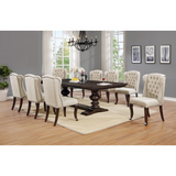 Weatherford 9Pc Dining Set - Upholstered Wingback Chairs Tufted & Nailhead Trim, Table W/20" Leaf, Beige