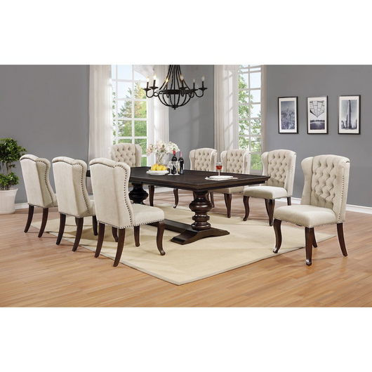 Weatherford 9Pc Dining Set - Upholstered Wingback Chairs Tufted & Nailhead Trim, Table W/20