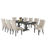 Richmond 9Pc Dining Set W/Upholstered Side Chairs Tufted & Nailhead Trim, Table w/Center 18" Leaf