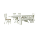 Stanford 6Pc Dining Set|Table, 4 Side Chairs & Pew Bench in White