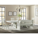 Stanford 6Pc Dining Set|Table, 4 Side Chairs & Pew Bench in White