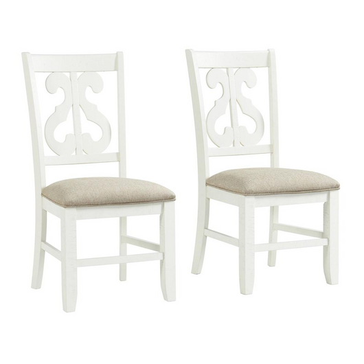 Stanford Wooden Swirl Back Side Chair Set in White
