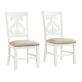 Stanford Wooden Swirl Back Side Chair Set in White