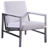 Leather and Stainless Steel Accent Chair
