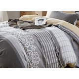 Rome Black/Gray Damask 100% Cotton Reversible Comforter Set Queen/Full