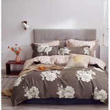 Marrissa Brown Floral 100% Cotton Reversible Comforter Set King