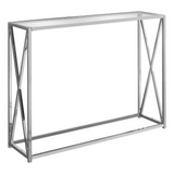 ACCENT TABLE - 42"L / CHROME METAL WITH TEMPERED GLASS